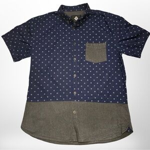 Cotton On Men's Blue and Gray Button Down Shirt